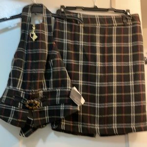 Baby Phat plaid tweed skirt and vest set NWT